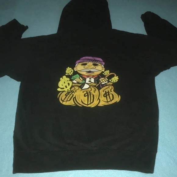 MONOPOLY Character Fully Loaded Hoodie Oversized Pouch Pocket small flaw Size M - Picture 4 of 10